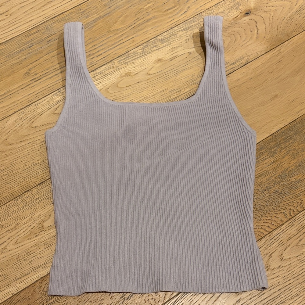 Babaton Ribbed Square-Neck Tank Top - Lavender